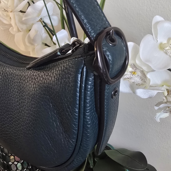 COACH Luna Crescent Shoulder Bag in Forest Green - Soft Pebble Leather - Picture 7 of 13